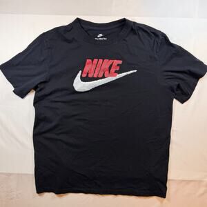 Nike Mens Furry Swoosh Brand Graphic Short Sleeve T Shirt Black Size Large